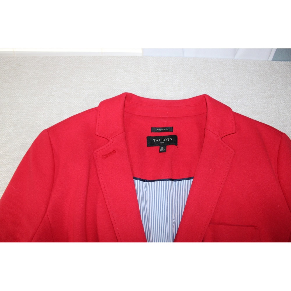 Talbots Aberdeen Plus Red Cotton Blend Blazer Jacket Size 16W WC0074